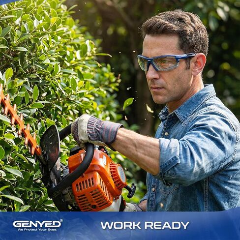 GENYED Safety Glasses ANSI Z87+ with Removable Foam Gasket, Clear Lens, Anti-Fog, Scratch-Resistant, UV400 Wraparound Protective Eyewear for Work, Construction & DIY in Kuwait