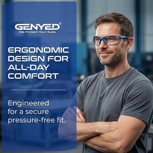 GENYED Safety Glasses ANSI Z87+ with Removable Foam Gasket, Clear Lens, Anti-Fog, Scratch-Resistant, UV400 Wraparound Protective Eyewear for Work, Construction & DIY in Kuwait
