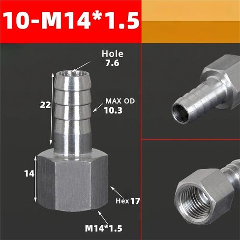 6 8 10 12 مللي متر خرطوم x M10 M12 M14 M16 M18 M20 متري أنثى 304 الفولاذ المقاوم للصدأ مقرنة وصلة أنابيب موصل الضغط العالي (10-M14x1.5) تركيبات سباكة in Kuwait