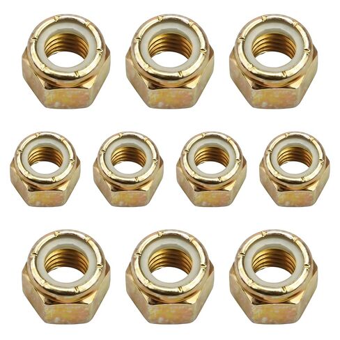 10Pcs 5/8"-11 Grade 8 Coarse Nylon Insert Lock Nuts Yellow Carbon Steel Self-Locking Zinc Stop Nut for Industrial Construction Fasteners in Kuwait