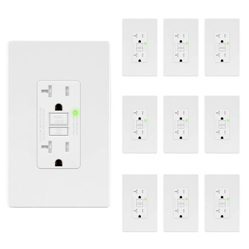 LIDER 20A GFCI Outlet, Tamper-Resistant Receptacle, Self-Test, LED Indicator, Anti-Interference Protection, Residential/Commercial, with Screwless Wall Plate, ETL Listed, Thermoplastic, Matte Gold in Kuwait