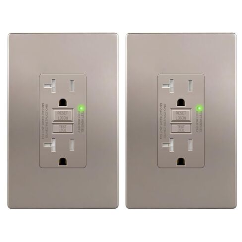 LIDER 20A GFCI Outlet, Tamper-Resistant Receptacle, Self-Test, LED Indicator, Anti-Interference Protection, Residential/Commercial, with Screwless Wall Plate, ETL Listed, Thermoplastic, Matte Gold in Kuwait