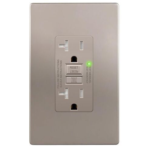 LIDER 20A GFCI Outlet, Tamper-Resistant Receptacle, Self-Test, LED Indicator, Anti-Interference Protection, Residential/Commercial, with Screwless Wall Plate, ETL Listed, Thermoplastic, Matte Gold in Kuwait