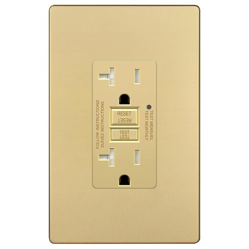 LIDER 20A GFCI Outlet, Tamper-Resistant Receptacle, Self-Test, LED Indicator, Anti-Interference Protection, Residential/Commercial, with Screwless Wall Plate, ETL Listed, Thermoplastic, Matte Gold in Kuwait