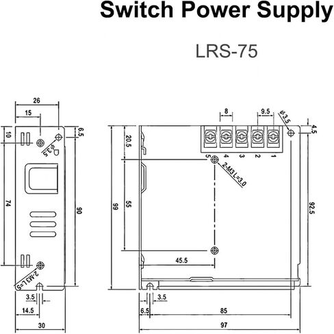 LRS-75 سلسلة إخراج واحد تحويل التيار الكهربائي 5V 14A / 12V 6A / 24V 3.2A 75W للتحكم بالليزر (LRS-75-05 (5V)) in Kuwait