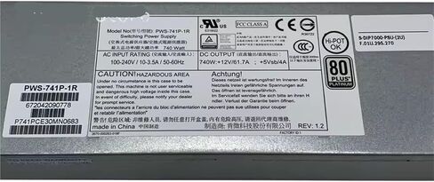 تم تجديده لـ PWS-741P-1R 740W 1U 80 Plus وحدة إمداد الطاقة ذات الإخراج الفردي البلاتيني الزائد عن الحاجة in Kuwait