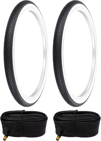 إطار دراجة WESTWIND مقاس 26 بوصة × 2 × 1-3/4 بوصة زوج من الإطارات الجانبية باللون الأسود/الأبيض مع أنابيب W-012 S7 in Kuwait