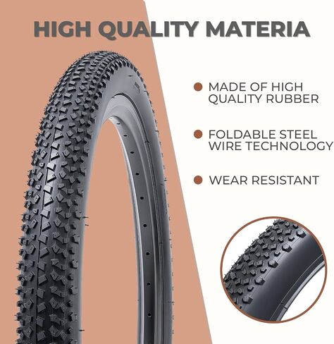 2 Pcs, 20x2.35 Bike Tires, Durable Folding 20 Inch 60-406 20 x 2.35 Mountain Bicycle Tires, Replacement Bike Tires for Mountain Bicycle, Clincher in Kuwait