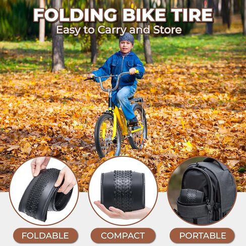 2 Pcs, 20x2.35 Bike Tires, Durable Folding 20 Inch 60-406 20 x 2.35 Mountain Bicycle Tires, Replacement Bike Tires for Mountain Bicycle, Clincher in Kuwait