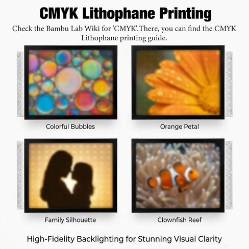 10 قطع من لوحة الإضاءة الخلفية LED CMYK Lithophane لسلسلة Bambulab P1/X1/A1/P2s Series 3D Printertype-C PCB لمشاريع الطباعة ثلاثية الأبعاد Bambulab Sunlu DIY 6.14 × 4.72 بوصة in Kuwait