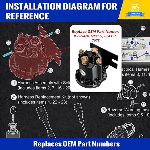 Roykaw 36 Volt 150A Golf Cart Solenoid Compatible with EZGO RXV 2008-up Electric Golf Carts, 4 Terminal Continuous Duty, Replaces OEM# 609428, 608897, 624317 in Kuwait