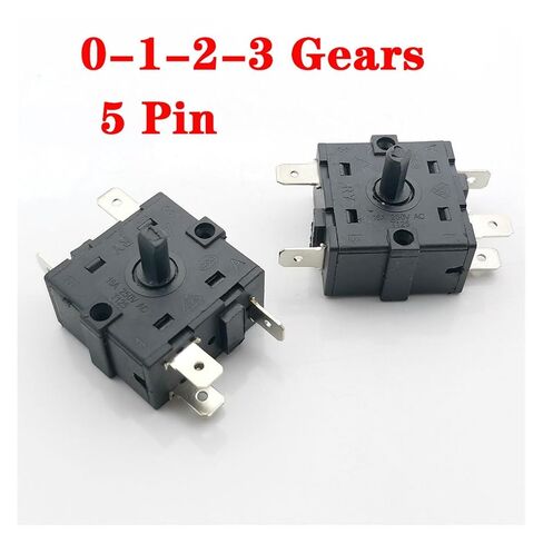 1 Piece Electric Heater Gear knob Switch 5-pin 0-1-2-3 Gear Rotary Switch selector AC 250V 16A Temperature Control Switch in Kuwait