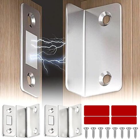 2 Pair Cabinet Magnetic Catch, Door Magnetic Catch, Invisible Strong Adhesion, Drill-Free Mount, Ideal for Cabinets, Wardrobes, Sliding Doors - Home Improvement Hardware in Kuwait