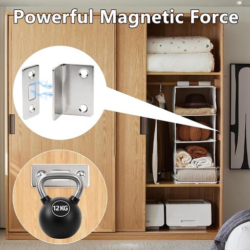 2 Pair Cabinet Magnetic Catch, Door Magnetic Catch, Invisible Strong Adhesion, Drill-Free Mount, Ideal for Cabinets, Wardrobes, Sliding Doors - Home Improvement Hardware in Kuwait
