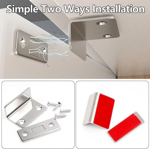 2 Pair Cabinet Magnetic Catch, Door Magnetic Catch, Invisible Strong Adhesion, Drill-Free Mount, Ideal for Cabinets, Wardrobes, Sliding Doors - Home Improvement Hardware in Kuwait