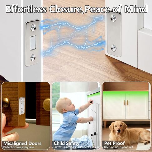 2 Pair Cabinet Magnetic Catch, Door Magnetic Catch, Invisible Strong Adhesion, Drill-Free Mount, Ideal for Cabinets, Wardrobes, Sliding Doors - Home Improvement Hardware in Kuwait