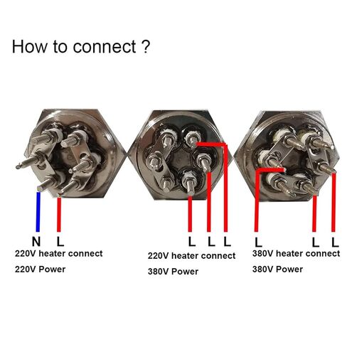 DN32 1 1/4 "BSPT Thread 3/4.5/6/9/12KW 3U عنصر تسخين سخان غاطس كهربائي أنبوبي مع مسبار ومسمار أرضي (380 فولت، 4.5 كيلو وات 210 مم) in Kuwait