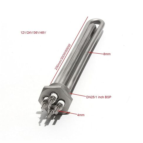 DN25 DC12V/24V/48V 300W 600W عنصر تسخين لسخان المياه 1 بوصة سخانات أنبوبية جميع الفولاذ المقاوم للصدأ 304 (NPT، 48V_600W) in Kuwait