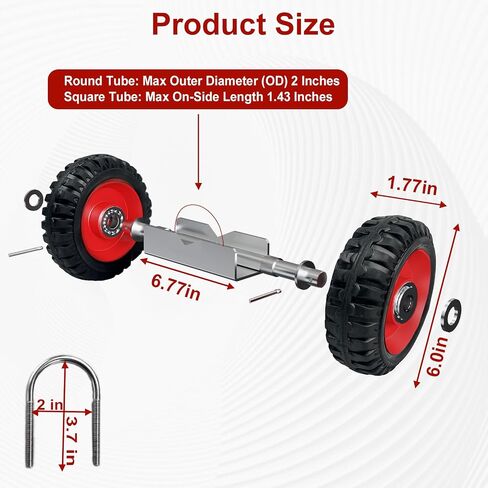Rolling Gate Wheels, 600lb Capacity 6-Inch Double Wheel for Gate with 304 Stainless Steel Adjustable U-Bolts, Sliding Gate Carrier for Metal Tube Gates Driveway Chain Link Fence or Wooden Gate, 1 Pack in Kuwait