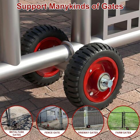 Rolling Gate Wheels, 600lb Capacity 6-Inch Double Wheel for Gate with 304 Stainless Steel Adjustable U-Bolts, Sliding Gate Carrier for Metal Tube Gates Driveway Chain Link Fence or Wooden Gate, 1 Pack in Kuwait
