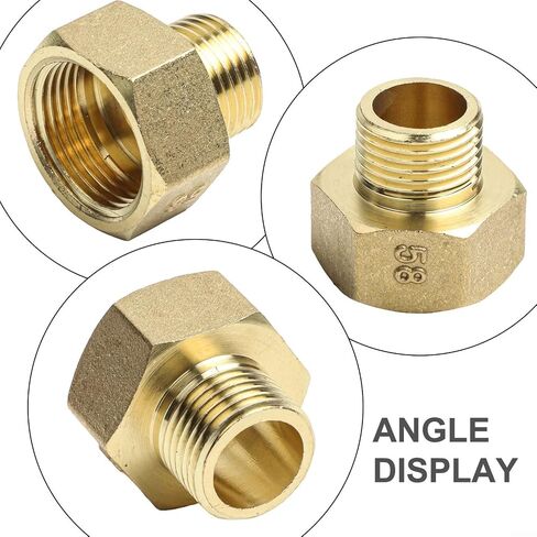 2Pcs Brass Reducer Hex Bushing, Industrial Brass Hex Bushing Connectors G1/2 Male To G3/4 And G1 Female Leak Resistant Design(G1/2 to G3/4) in Kuwait