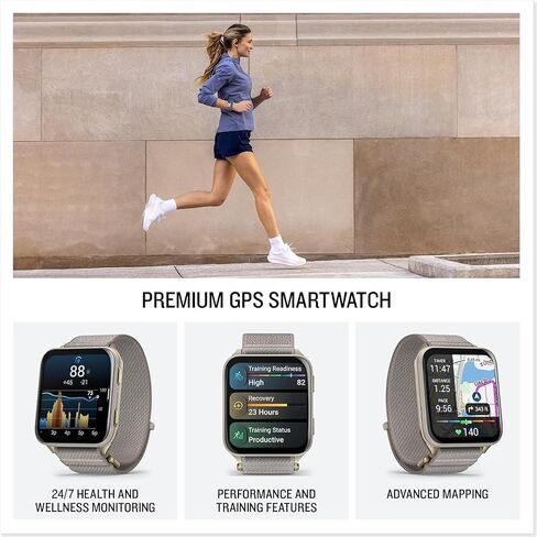 PlayBetter Garmin Venu X1 (Soft Gold/French Gray) Fitness GPS Smartwatch Bundle - 2" Thin AMOLED Display, Advanced Health and Fitness 5000mAh Portable Charger & HD Screen Protectors in Kuwait