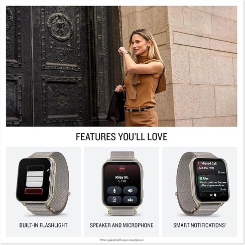 PlayBetter Garmin Venu X1 (Soft Gold/French Gray) Fitness GPS Smartwatch Bundle - 2" Thin AMOLED Display, Advanced Health and Fitness 5000mAh Portable Charger & HD Screen Protectors in Kuwait