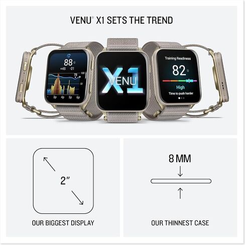 PlayBetter Garmin Venu X1 (Soft Gold/French Gray) Fitness GPS Smartwatch Bundle - 2" Thin AMOLED Display, Advanced Health and Fitness 5000mAh Portable Charger & HD Screen Protectors in Kuwait