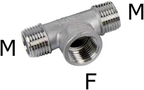 304 الفولاذ المقاوم للصدأ ذكر إلى أنثى تركيب 1/2 بوصة FFM FMF MMF MFM 3 طرق تي نوع أنابيب المياه SS304 موصل مشترك (MFM) تركيبات سباكة in Kuwait