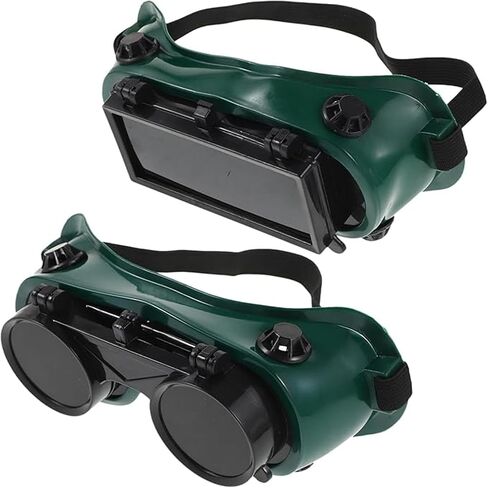 2Pcs Welding Goggles Flip-Up Safety Glasses,Adjustable Fit Green Plastic Frame for Welding & Cutting Torch in Saudi Arabia