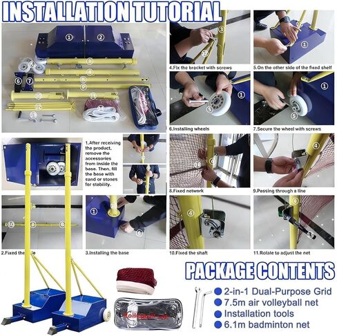 Adjustable Volleyball Net and Poles Set, Portable Heavy-Duty Backyard Volleyball Equipment, 5-6.9ft Height Adjustable for Outdoor Sports and Garden Fun in Kuwait