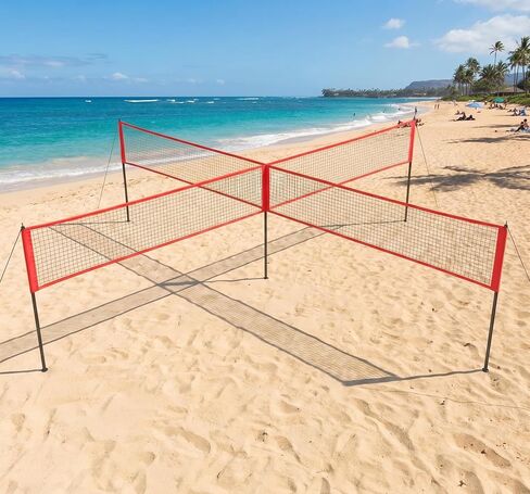 Garvee 4 Square Volleyball Net Set, Black/Red in Kuwait