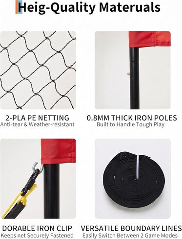 Garvee 4 Square Volleyball Net Set, Black/Red in Kuwait