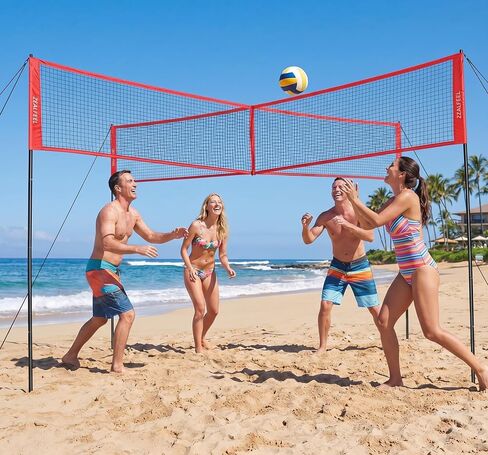 Garvee 4 Square Volleyball Net Set, Black/Red in Kuwait