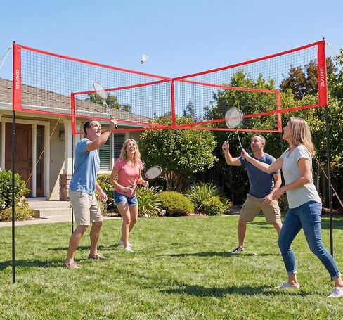 Garvee 4 Square Volleyball Net Set, Black/Red in Kuwait