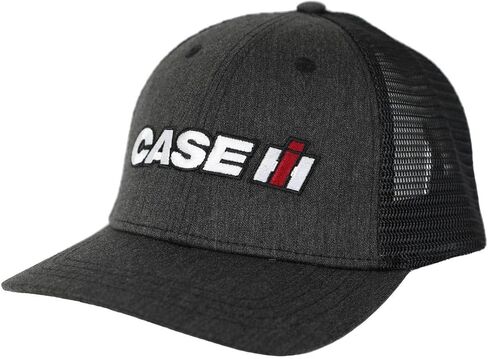 قبعة سائق الشاحنة CASE IH® للرجال مرخصة رسميًا، قبعة بيسبول سوداء اللون قابلة للتعديل بلونين من الفحم المنقط in Kuwait