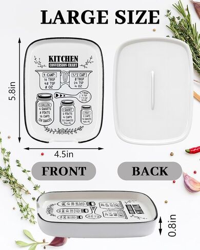 Large Spoon Rest for Stove Top, Funny Ceramic Spoon Holder for Kitchen Counter Dining Table, Cooking Utensil Rest, Conversion Chart Farmhouse Kitchen Accessories for Utensils in Kuwait