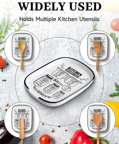 Large Spoon Rest for Stove Top, Funny Ceramic Spoon Holder for Kitchen Counter Dining Table, Cooking Utensil Rest, Conversion Chart Farmhouse Kitchen Accessories for Utensils in Kuwait