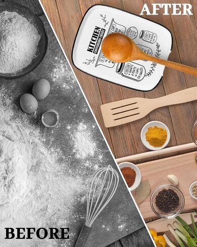 Large Spoon Rest for Stove Top, Funny Ceramic Spoon Holder for Kitchen Counter Dining Table, Cooking Utensil Rest, Conversion Chart Farmhouse Kitchen Accessories for Utensils in Kuwait