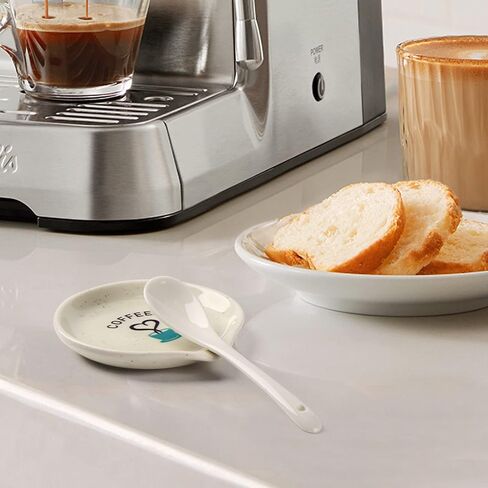 FANGSUN Coffee Spoon Rest, 3.5 Inch Ceramic Spoon Holder for Coffee Bar Accessories, Small Teaspoon Rest for Cafe Station Decor, Cute Farmhouse Cafe Bar Decor for Countertop, White in Kuwait