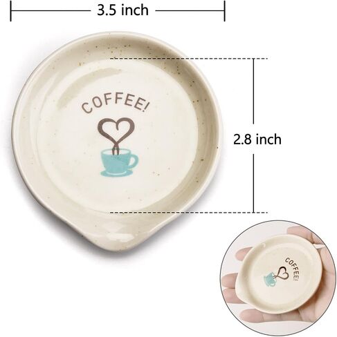 FANGSUN Coffee Spoon Rest, 3.5 Inch Ceramic Spoon Holder for Coffee Bar Accessories, Small Teaspoon Rest for Cafe Station Decor, Cute Farmhouse Cafe Bar Decor for Countertop, White in Kuwait