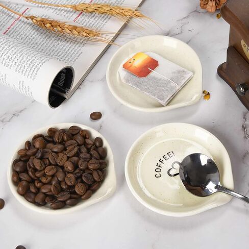 FANGSUN Coffee Spoon Rest, 3.5 Inch Ceramic Spoon Holder for Coffee Bar Accessories, Small Teaspoon Rest for Cafe Station Decor, Cute Farmhouse Cafe Bar Decor for Countertop, White in Kuwait