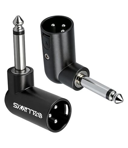 3-Pin XLR Male to 1/4" / 6.35 mm Male TS Angle Adapter, 2-Pack Adjustable Angle Positions Right Left and 90 Degree Compatible with Mixers, Microphones, amplifiers, EQ, Rack Gear in Kuwait