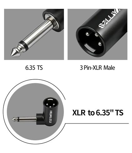 3-Pin XLR Male to 1/4" / 6.35 mm Male TS Angle Adapter, 2-Pack Adjustable Angle Positions Right Left and 90 Degree Compatible with Mixers, Microphones, amplifiers, EQ, Rack Gear in Kuwait