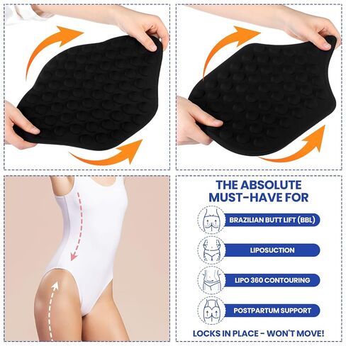 Outus 2 Pcs Lipo Foam Board Set Abdominal and Back Lipo Compression Board 360 Lymphatic AB Compression Foams Pad for Women(Black) in Kuwait