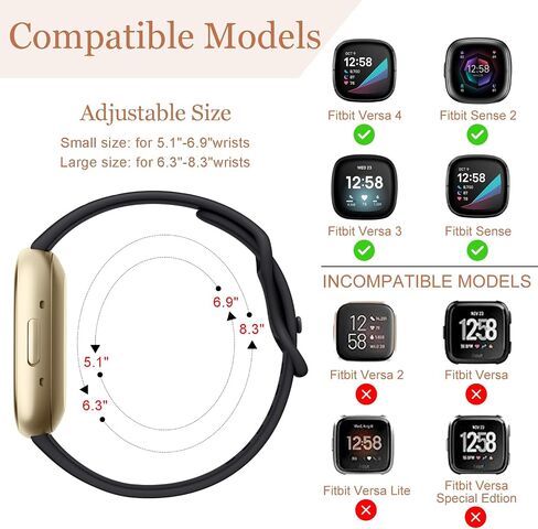 حزام Getino منقوش متوافق مع Fitbit Versa 4 Bands للنساء/Versa 3 Bands & Fitbit Sense 2 Bands/Sense Bands للنساء، ملحقات رياضية بنمط الأزهار الناعمة لـ Sense/Sense 2/Versa 4/3 SmartWatch in Kuwait