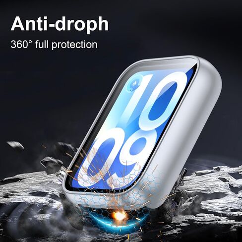متوافق مع حافظة واقي الشاشة Xiaomi Smart Band 10 Pro، غشاء صلب من البولي كربونات في قطعة واحدة، مقاوم للخدش والصدمات، رفيع للغاية وشفاف وأسود من التيتانيوم الصلب 2 في 1 in Kuwait