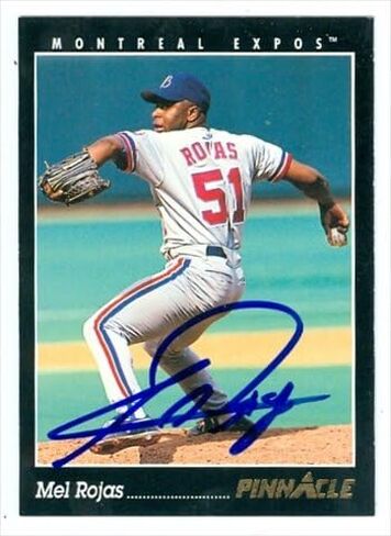 مستودع التوقيعات 39217 بطاقة بيسبول موقعة من ميل روخاس Montreal Expos 1993 Pinnacle No. 419 in Kuwait