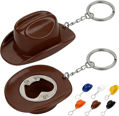 2 PCS Cowboy Hat Design Bottle Opener, 2 in 1 Bottle Opener Keychain, Unique Keychain, Easy to Clean, Multifunctional Kitchen Gadgets for Home, Camping, Parties, Gift for Men, Women (Black) in Kuwait