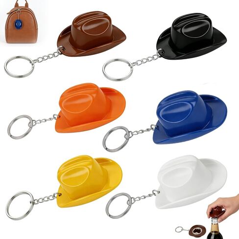 2 PCS Cowboy Hat Design Bottle Opener, 2 in 1 Bottle Opener Keychain, Unique Keychain, Easy to Clean, Multifunctional Kitchen Gadgets for Home, Camping, Parties, Gift for Men, Women (Black) in Kuwait